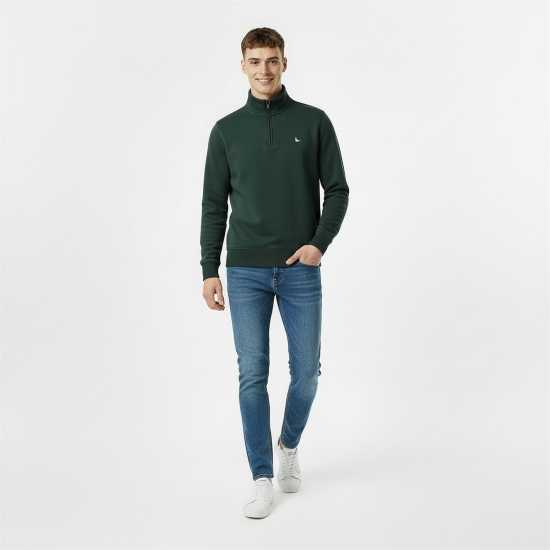 Jack Wills Jack Barchester Quarter Zip Sweatshirt Тъмна смърч Jack Wills Jack Barchester Quarter Zip Sweatshirt Тъмна смърч