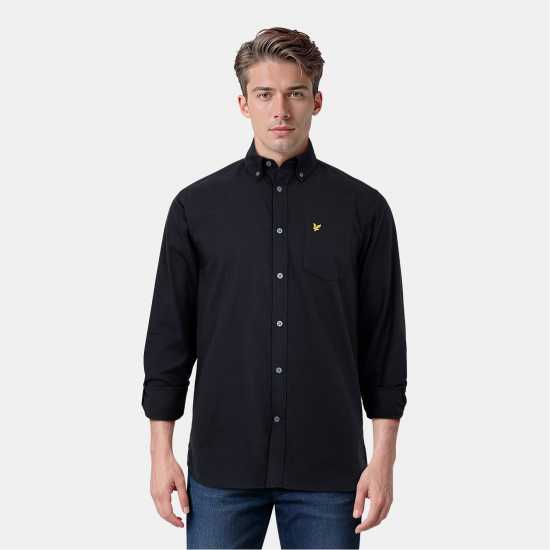 Lyle And Scott Men's Long-Sleeve Flannel Plain Shirt  