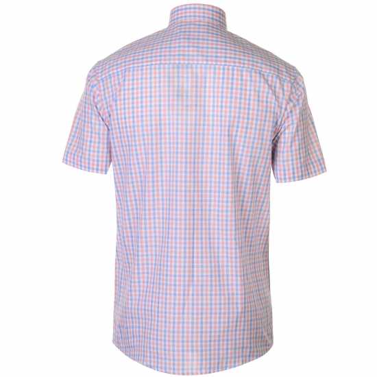 Pierre Cardin Мъжка Риза Къс Ръкав Short Sleeve Shirt Mens Pink/Blue Check - Мъжки ризи