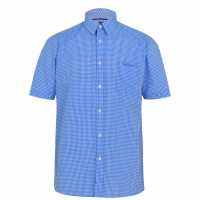 Pierre Cardin Мъжка Риза Къс Ръкав Cardin Short Sleeve Shirt Mens Blue Check Мъжко облекло за едри хора