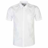 Pierre Cardin Мъжка Риза Къс Ръкав Cardin Short Sleeve Shirt Mens Plain White Мъжко облекло за едри хора