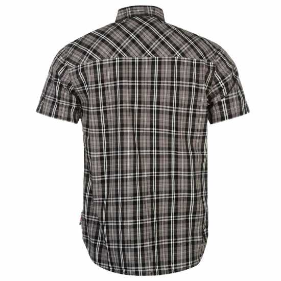 Lee Cooper Карирана Мъжка Риза Short Sleeve Check Shirt Mens Grey/Blk/White Мъжки ризи