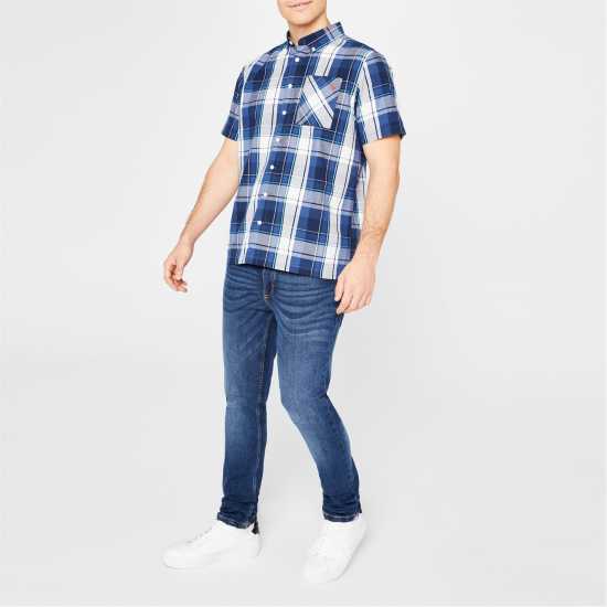 Lee Cooper Карирана Дамска Риза Cooper Men's Check Shirt Нави проверка Мъжки ризи
