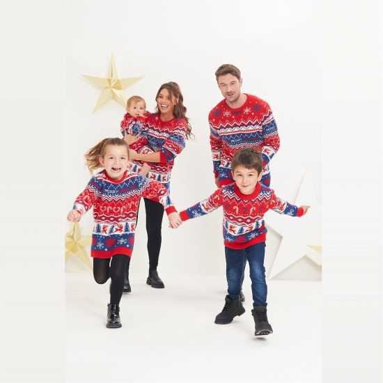 Коледен Пуловер Boys Family Christmas Jumper Red  - 