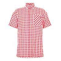 Lee Cooper Cooper Mens Gingham Check Short Sleeve Shirt Red/White Мъжки ризи
