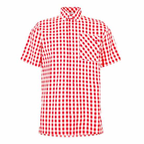 Мъжки ризи Lee Cooper Cooper Mens Gingham Check Short Sleeve Shirt Red/White Lee Cooper Cooper Mens Gingham Check Short Sleeve Shirt Red/White Мъжки ризи