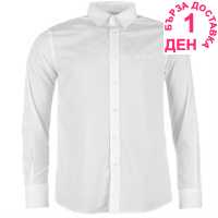 Pierre Cardin Мъжка Риза Дълъг Ръкав Long Sleeve Shirt Mens Plain White Мъжко облекло за едри хора