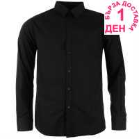 Reebok Мъжка Риза Дълъг Ръкав Long Sleeve Shirt Mens Black Мъжко облекло за едри хора