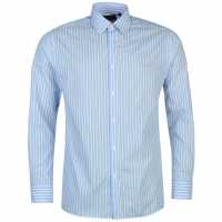 Reebok Мъжка Риза Дълъг Ръкав Pierre Cardin Long Sleeve Shirt Mens Blue/Wht Stripe Мъжко облекло за едри хора