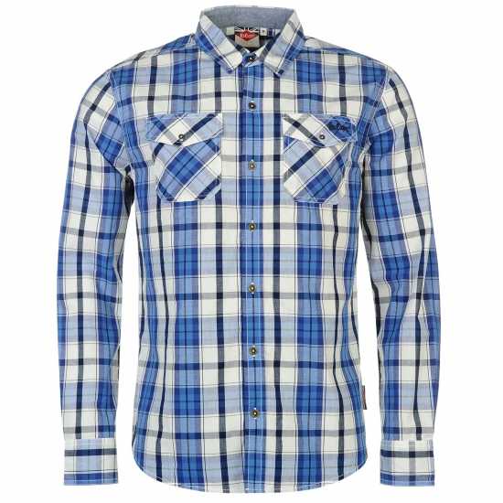 Мъжки ризи Lee Cooper Карирана Риза Дълъг Ръкав Long Sleeve Check Shirt Mens White/Nav/Coblt Lee Cooper Карирана Риза Дълъг Ръкав Long Sleeve Check Shirt Mens White/Nav/Coblt Мъжки ризи