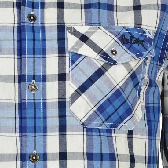 Мъжки ризи Lee Cooper Карирана Риза Дълъг Ръкав Long Sleeve Check Shirt Mens White/Nav/Coblt Lee Cooper Карирана Риза Дълъг Ръкав Long Sleeve Check Shirt Mens White/Nav/Coblt Мъжки ризи