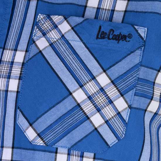 Lee Cooper Карирана Риза Дълъг Ръкав Long Sleeve Check Shirt Mens Blue/White/Navy Мъжки ризи