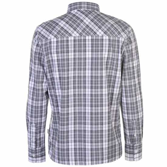 Lee Cooper Карирана Риза Дълъг Ръкав Long Sleeve Check Shirt Mens Grey/Blk/White Мъжки ризи