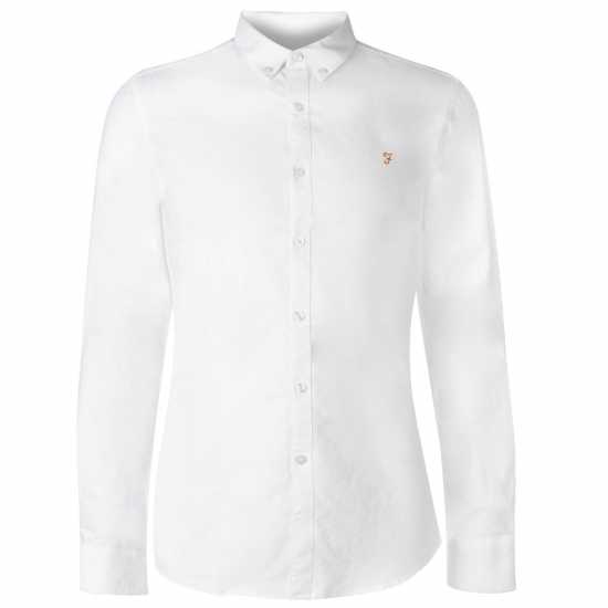 Риза С Дълъг Ръкав Farah Oxford Long Sleeve Shirt Бяло Мъжки ризи