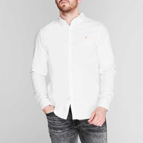 Риза С Дълъг Ръкав Farah Oxford Long Sleeve Shirt Бяло Мъжки ризи
