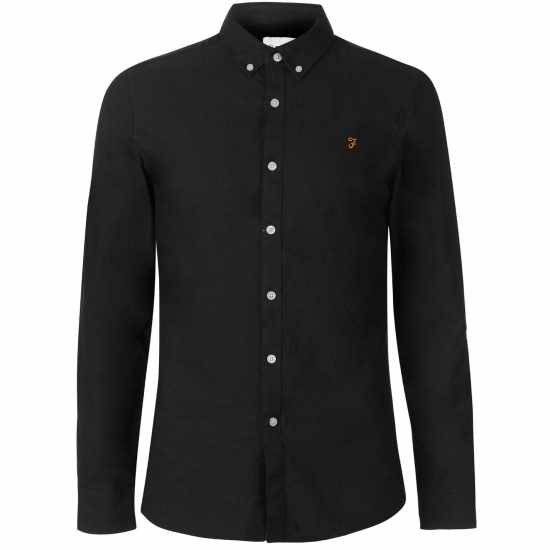 Риза С Дълъг Ръкав Farah Oxford Long Sleeve Shirt Черно Мъжки ризи