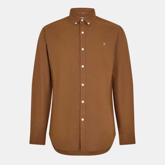Мъжки ризи Риза С Дълъг Ръкав Farah Oxford Long Sleeve Shirt Mid Brown Риза С Дълъг Ръкав Farah Oxford Long Sleeve Shirt Mid Brown Мъжки ризи
