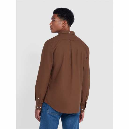 Мъжки ризи Риза С Дълъг Ръкав Farah Oxford Long Sleeve Shirt Mid Brown Риза С Дълъг Ръкав Farah Oxford Long Sleeve Shirt Mid Brown Мъжки ризи