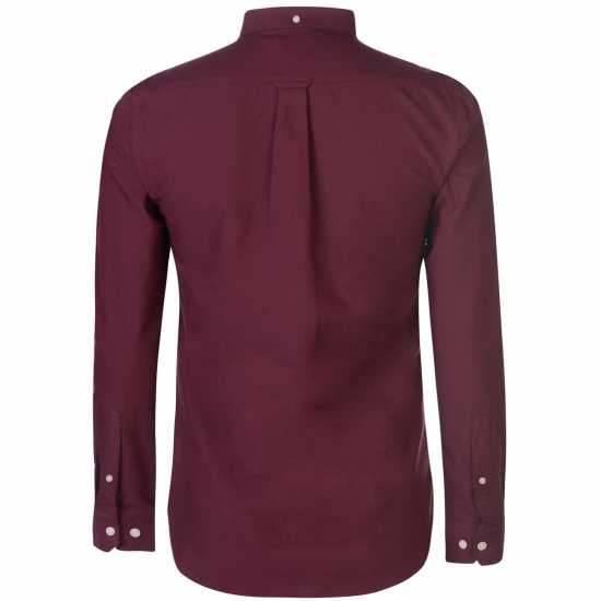 Риза С Дълъг Ръкав Farah Oxford Long Sleeve Shirt Бордово Мъжки ризи