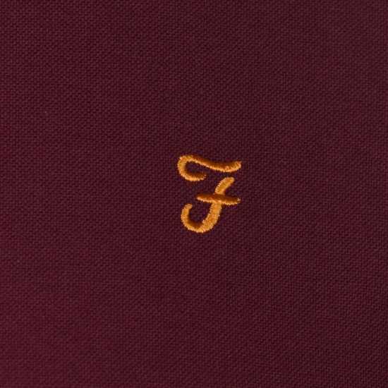 Риза С Дълъг Ръкав Farah Oxford Long Sleeve Shirt Бордово Мъжки ризи