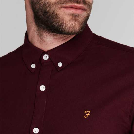 Риза С Дълъг Ръкав Farah Oxford Long Sleeve Shirt Бордово Мъжки ризи