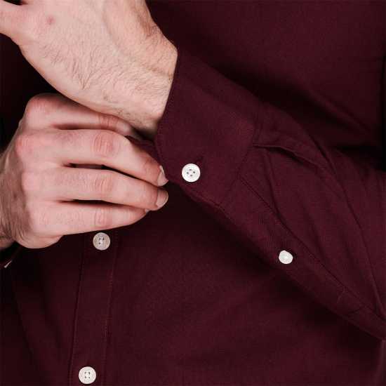 Риза С Дълъг Ръкав Farah Oxford Long Sleeve Shirt Бордово Мъжки ризи