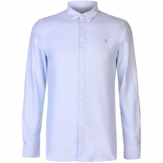 Риза С Дълъг Ръкав Farah Oxford Long Sleeve Shirt Небесно синьо Мъжки ризи