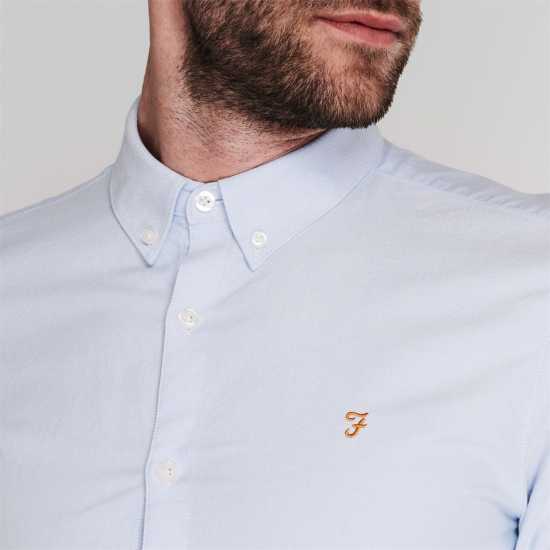 Риза С Дълъг Ръкав Farah Oxford Long Sleeve Shirt Небесно синьо Мъжки ризи