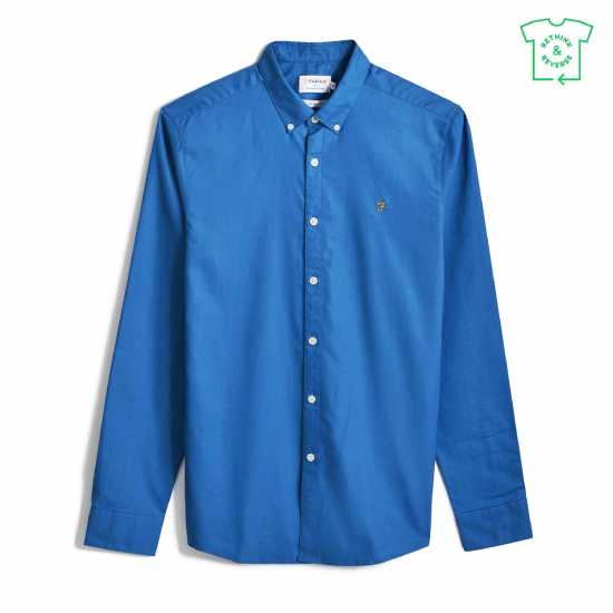 Риза С Дълъг Ръкав Farah Oxford Long Sleeve Shirt Deep Blue Мъжки ризи