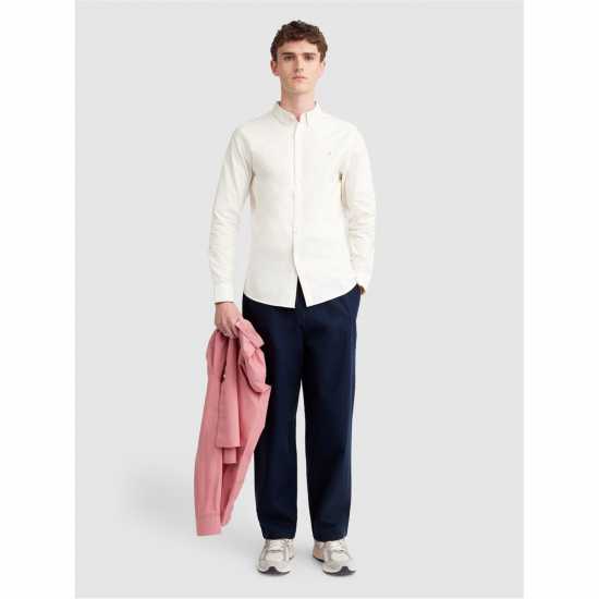 Риза С Дълъг Ръкав Farah Oxford Long Sleeve Shirt Ecru 280 