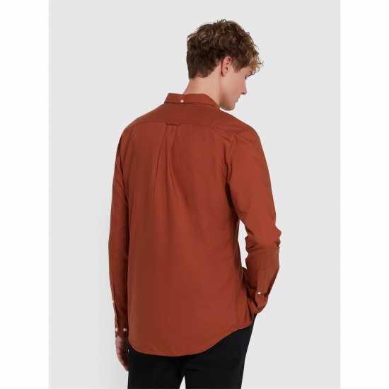 Риза С Дълъг Ръкав Farah Oxford Long Sleeve Shirt Teak Мъжки ризи