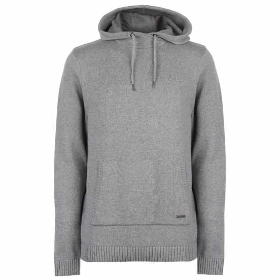 Firetrap Плетен Мъжки Пуловер Hooded Knit Jumper Mens Grey Marl Мъжки пуловери и жилетки