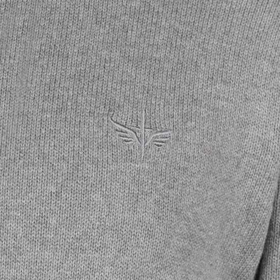 Firetrap Плетен Мъжки Пуловер Hooded Knit Jumper Mens Grey Marl Мъжки пуловери и жилетки