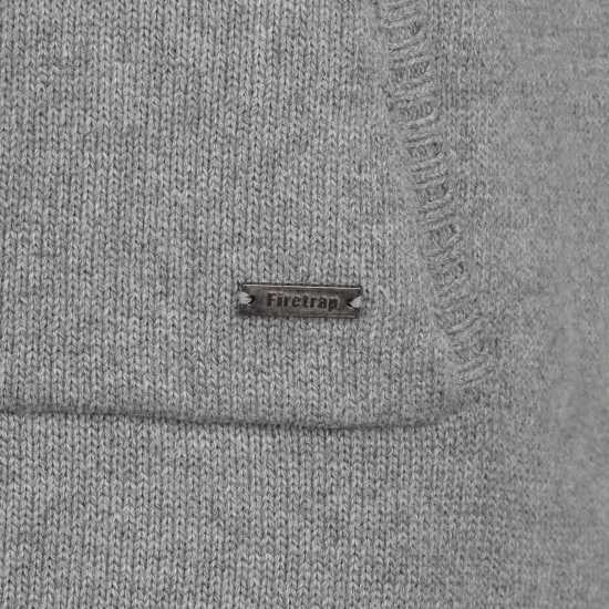 Firetrap Плетен Мъжки Пуловер Hooded Knit Jumper Mens Grey Marl - Мъжки пуловери и жилетки