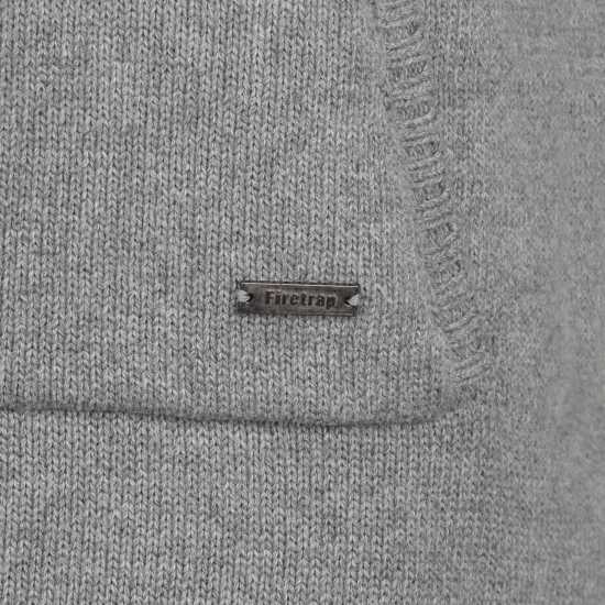 Firetrap Плетен Мъжки Пуловер Hooded Knit Jumper Mens Grey Marl Мъжки пуловери и жилетки