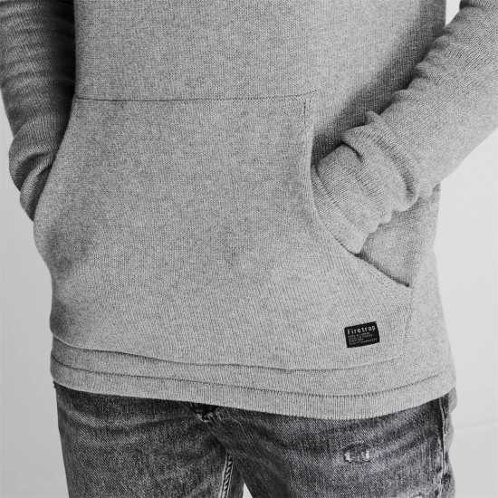 Firetrap Плетен Мъжки Пуловер Hooded Knit Jumper Mens Grey Marl Мъжки пуловери и жилетки