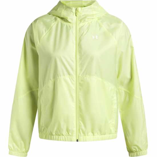 Under Armour Women's Rival Sport Water Resistant Wind Resistant Long Sleeve Hooded Oversized Fit Windbreaker Yellow 