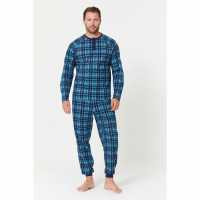 Check Navy/green Grandad Collar Pyjama Set  Мъжки пижами