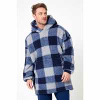 Navy/grey Sherpa Check Hooded Blanket  Мъжки пижами