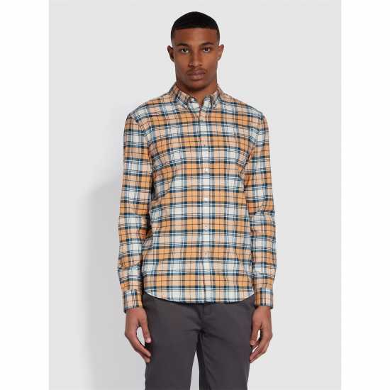 Карирана Риза Farah Brewer Checked Shirt Винтажно оранжево Мъжки ризи