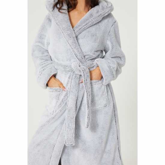 Сива Рокля Hooded Fleece Grey Dressing Gown  Дамско облекло плюс размер