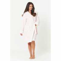 Hooded Robe Pink/cream  Дамско облекло плюс размер