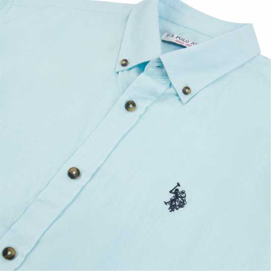 Us Polo Assn Linen Shirt Син светлина Мъжки ризи