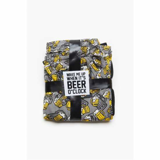 Pack Of 2 Beer Lounge Pants Gift Set Black/grey  Мъжки пижами