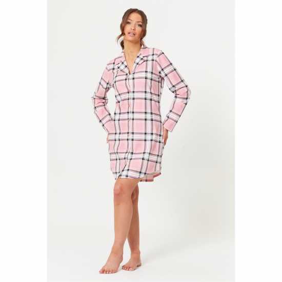 Flannels Nightdress Check Pink  Дамско облекло плюс размер