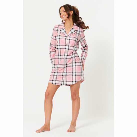 Flannels Nightdress Check Pink  Дамско облекло плюс размер