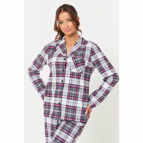 Be You Check Flannel Pyjama  Дамско облекло плюс размер