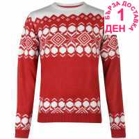 Pierre Cardin Плетен Мъжки Пуловер Crew Neck Fair Isle Knit Jumper Mens