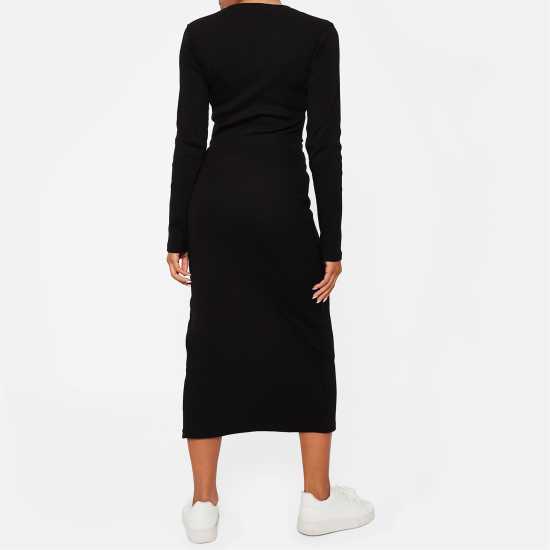 Rib Split Hem Midi Skirt  Дамско облекло плюс размер