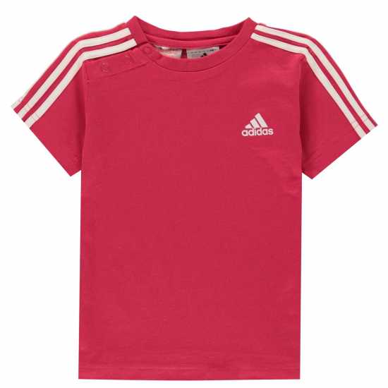 Adidas Тениска Stripe Essential T Shirt Розово/Бяло Детски тениски и фланелки